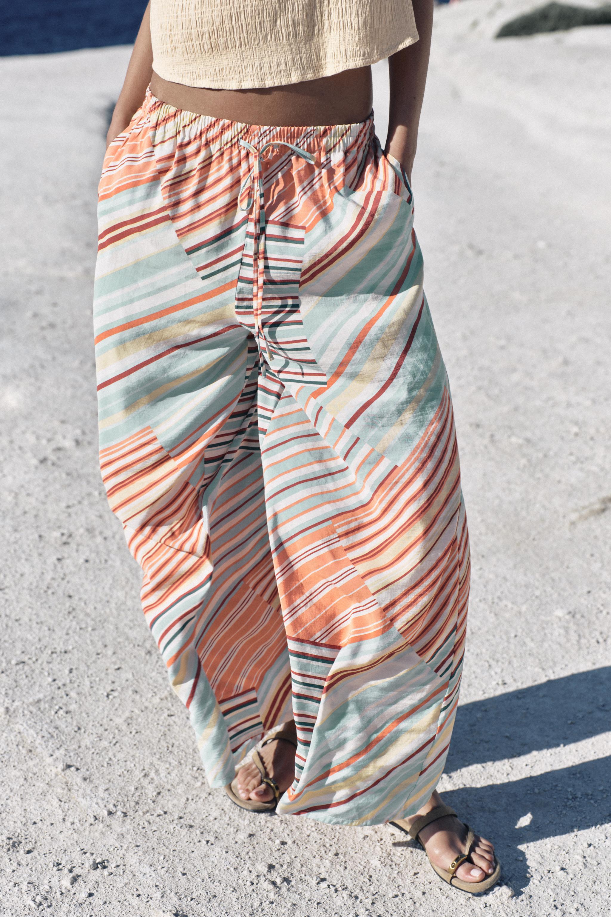 STRIPED WIDE LEG PANTS